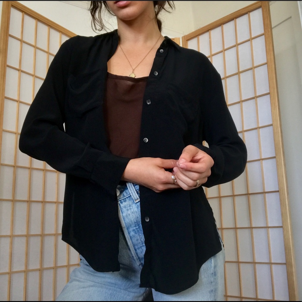 Madewell brushed silk blouse black XS